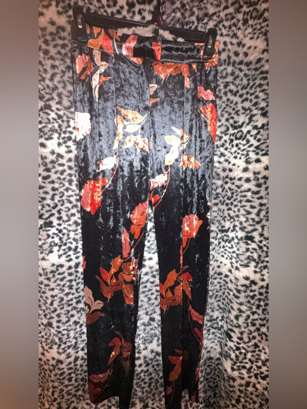 Molly Bracken Black Satin Floral Pants
